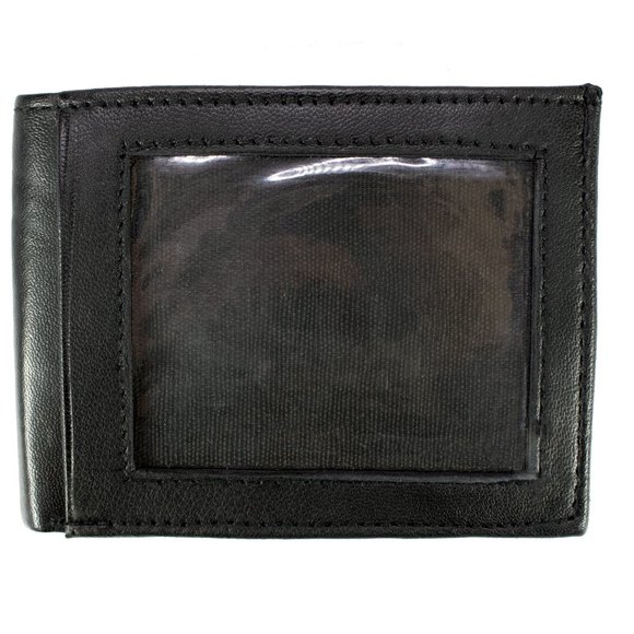 Men Bifold Lambskin Leather Black Wallet - Picture 14 of 16